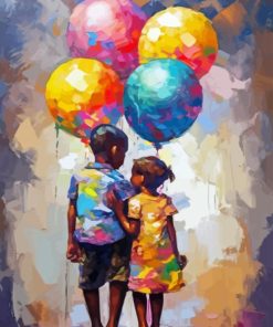 Children And Balloons Diamond Painting