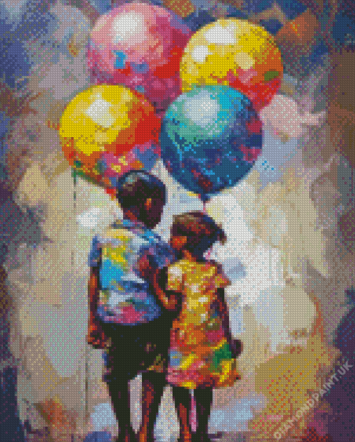 Children And Balloons Diamond Painting