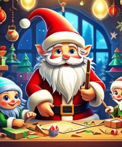 Christmas Dwarfs And Santa Diamond Painting