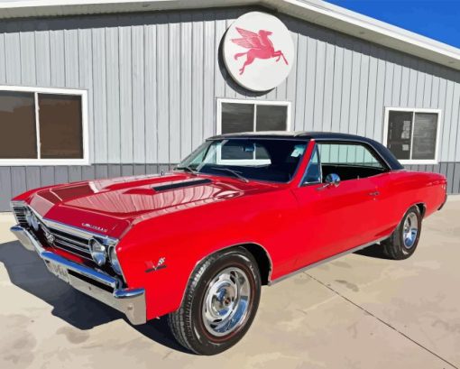 Classic Red Chevelle Super Sport Diamond Painting