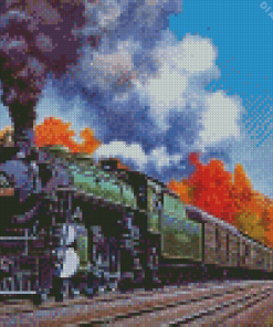 Classic Train In Fall Diamond Painting