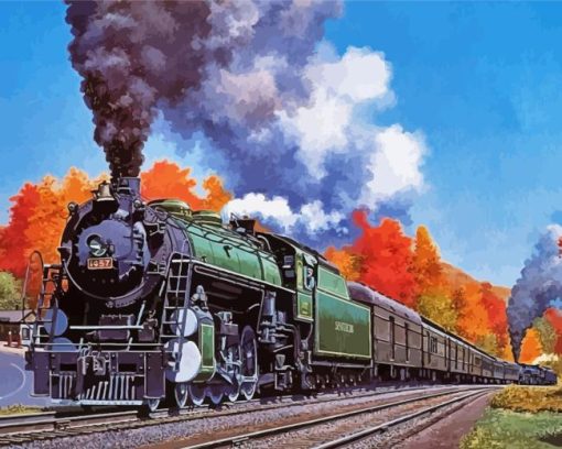 Classic Train In Fall Diamond Painting