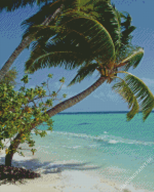 Coconut Tree On Beach Diamond Painting