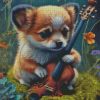 Cute Dog With Violin Diamond Painting