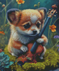 Cute Dog With Violin Diamond Painting