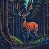 Deer And Forest Illustration Diamond Painting