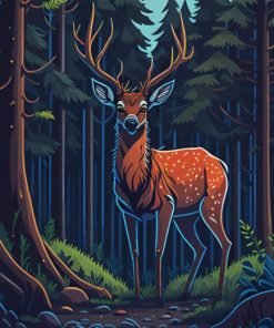 Deer And Forest Illustration Diamond Painting