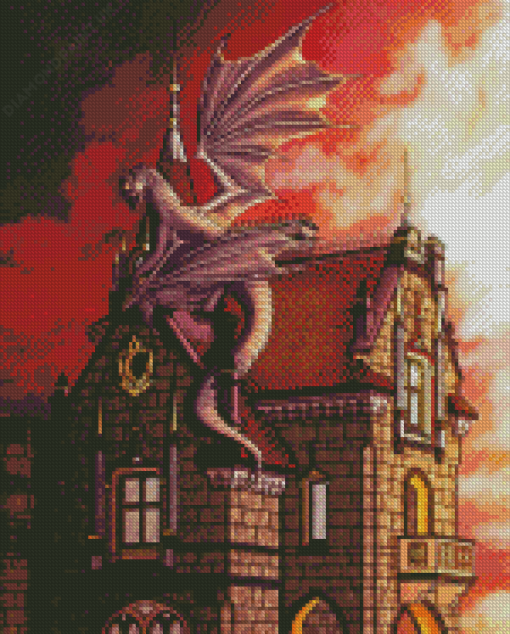 Dragon And Castle Diamond Painting