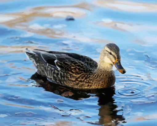 Duck In Pond Diamond Painting