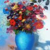 Flowers In A Turquoise Vase Diamond Painting