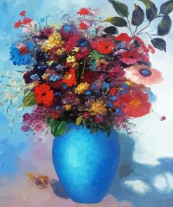 Flowers In A Turquoise Vase Diamond Painting
