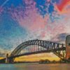 Harbour Bridge Pink Clouds Diamond Painting