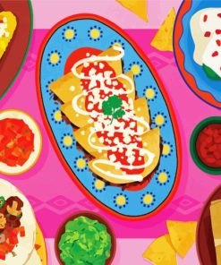 Illustration Mexican Food Diamond Painting