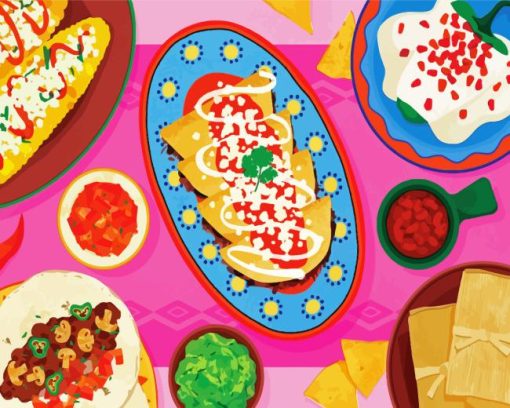 Illustration Mexican Food Diamond Painting