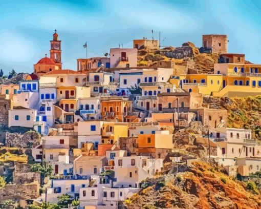 Karpathos Greek Village Diamond Painting