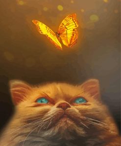 Kitten With Golden Butterfly Diamond Painting