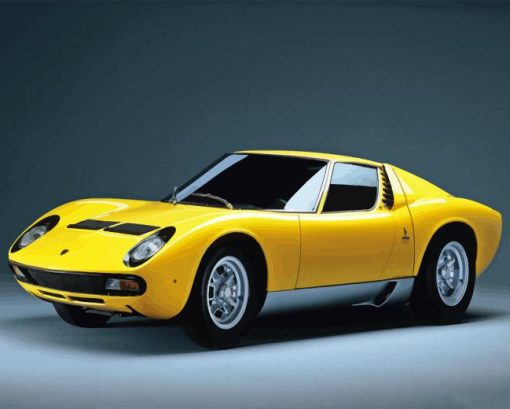 Lamborghini Miura Yellow Car Diamond Painting