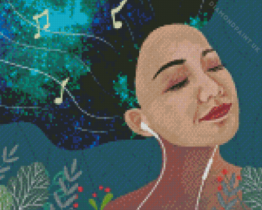 Magical Woman Listening To Music Diamond Painting