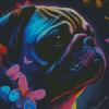 Neon Dog With Butterflies Diamond Painting