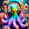 Octopus With Headphones Diamond Painting