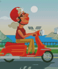 Old Lady On Scooter Diamond Painting