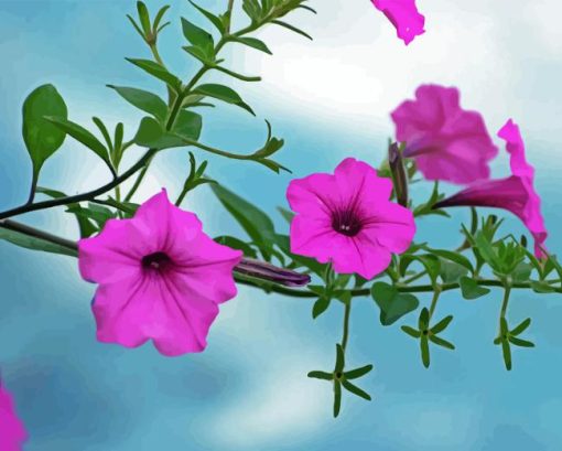 Pink Morning Glory Branch Diamond Painting