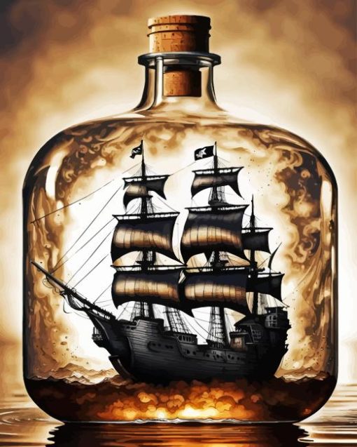 Pirate Ship In Bottle Diamond Painting