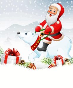 Polar Bears And Santa Claus Diamond Painting