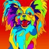 Pop Art Colorful Papillon Dog Diamond Painting