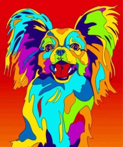 Pop Art Colorful Papillon Dog Diamond Painting