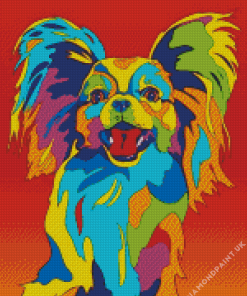 Pop Art Colorful Papillon Dog Diamond Painting