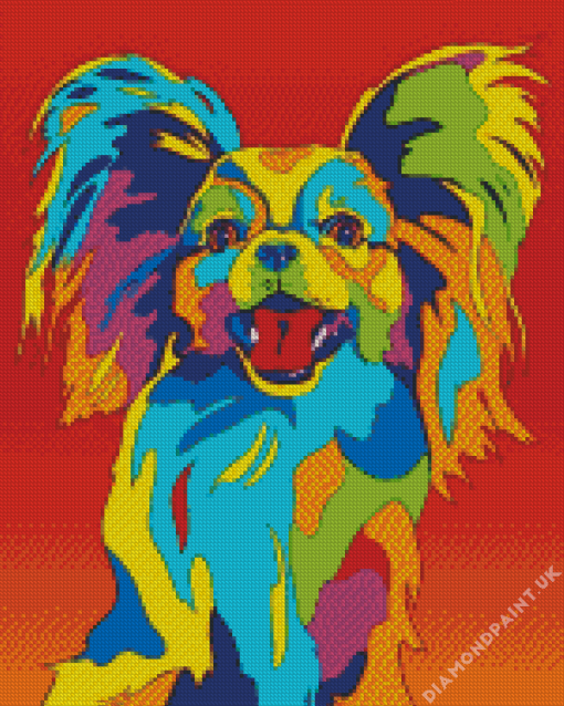 Pop Art Colorful Papillon Dog Diamond Painting