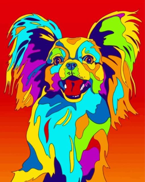 Pop Art Colorful Papillon Dog Diamond Painting