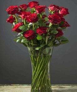 Red Roses In Glass Vase Diamond Painting