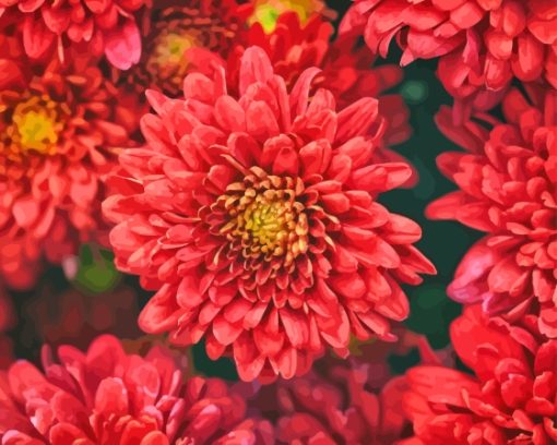 Red Chrysanthemum Diamond Painting