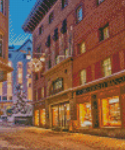 Saint Moritz Snowy Street Diamond Painting