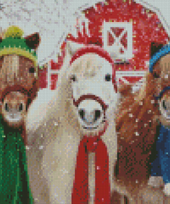 Shetland Ponies In Snow Diamond Painting