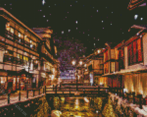 Snowy Day In Ginzan Onsen Diamond Painting