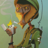 Soldier Monkey Smoking Diamond Painting