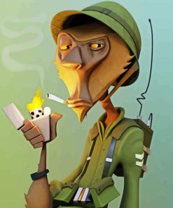 Soldier Monkey Smoking Diamond Painting