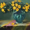 Still Life Yellow Roses In Vase Diamond Painting