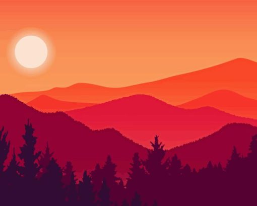 Sunset On The Mountains Diamond Painting