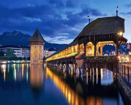 Switzerland Chapel Bridge Diamond Painting