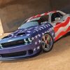 US Flag Dodge Challenger Hellcat Diamond Painting