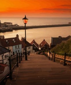 Whitby Abbey Steps Sunset Diamond Painting