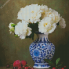 White Flowers In Chinese Vase Diamond Painting