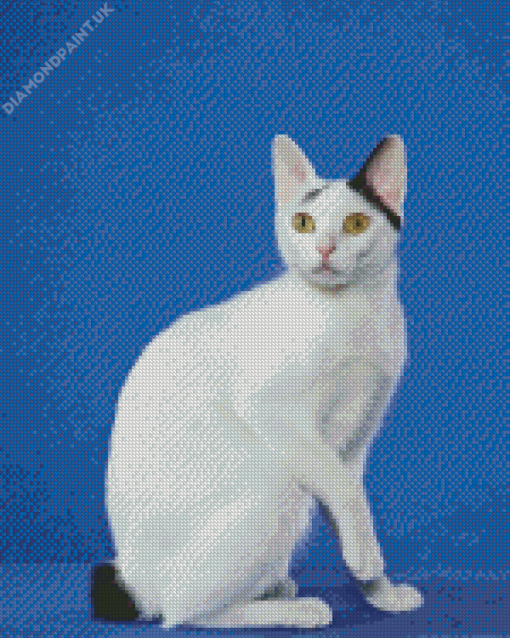 White Japanese Bobtail Diamond Painting