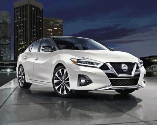 White Nissan Maxima Car Diamond Painting