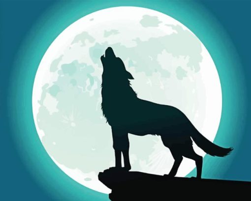 Wolf With Moon Diamond Painting