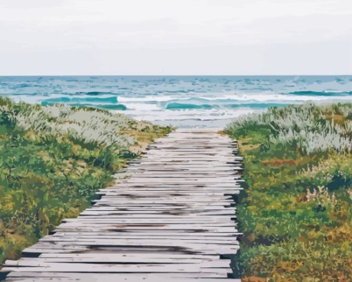 Wooden Path To The Beach Diamond Painting